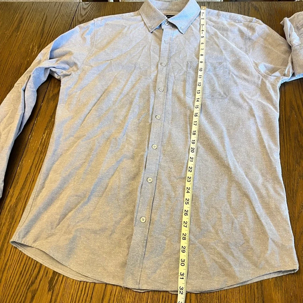 American Tall Button Down Shirt Cotton Chambray Blue Long Sleeve Classic Tall